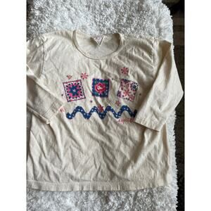 Esprit Mini girls sz. L 3/4 sleeved ivory design shirt. Cute, great design